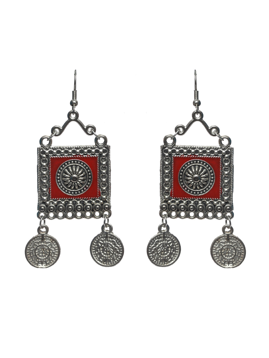 Priyaasi Women Oxidised Silver Multicolor Floral Elephant Pattern Jewellery Set - Swadesiicart