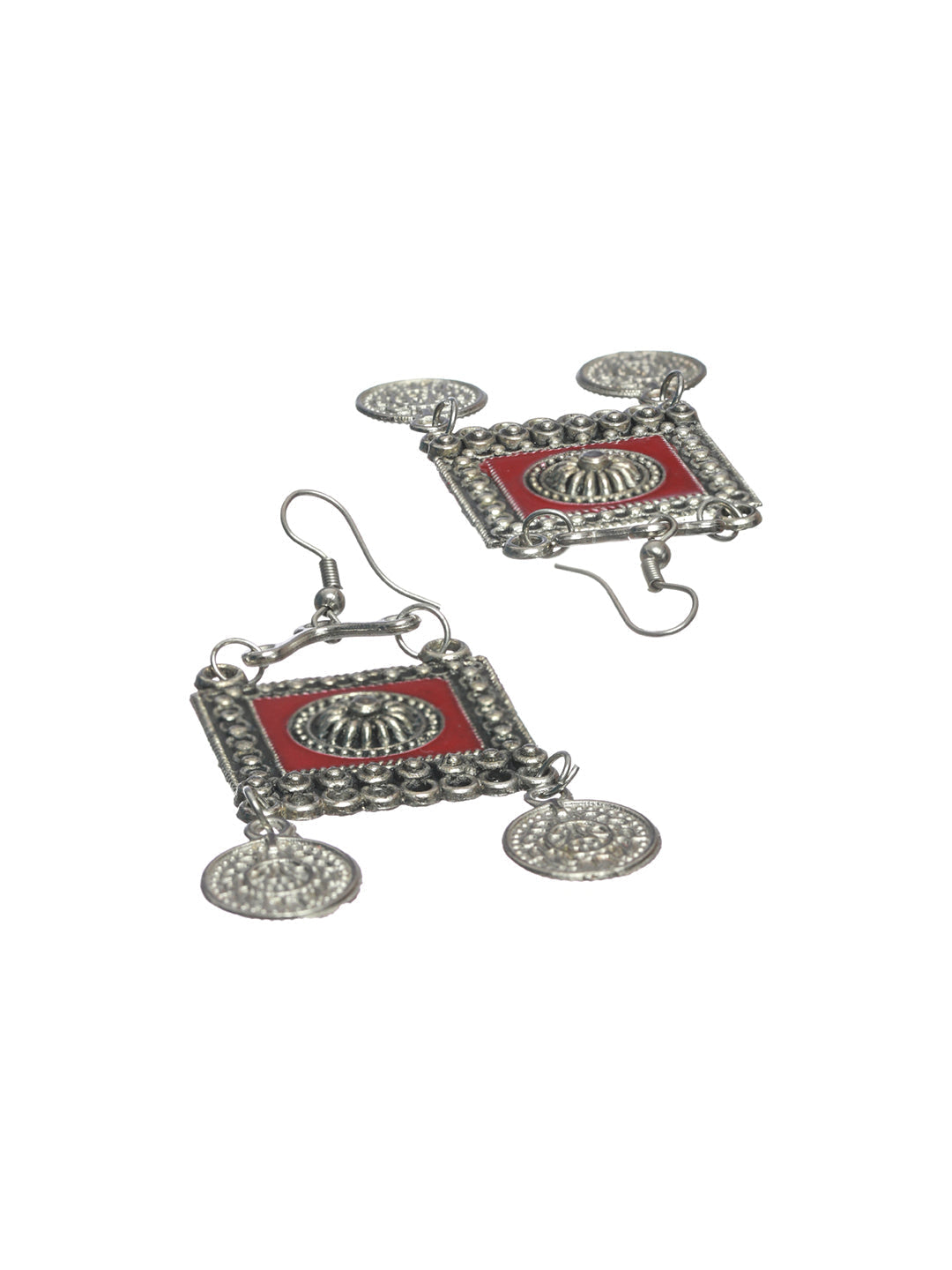 Priyaasi Women Oxidised Silver Multicolor Floral Elephant Pattern Jewellery Set - Swadesiicart