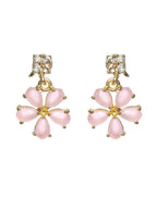 Priyaasi Women Pink Floral Leaf Gold-Polished AD Studded Jewellery Set - Swadesiicart