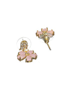Priyaasi Women Pink Floral Leaf Gold-Polished AD Studded Jewellery Set - Swadesiicart
