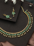 Priyaasi Women Mint Green Floral Leaf Gold-Polished Jewellery Set - Noz2Toz