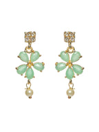 Priyaasi Women Mint Green Floral Leaf Gold-Polished Jewellery Set - Swadesiicart
