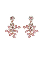 Priyaasi Women Pink Studded Floral Rose Gold-Polished Jewellery Set - Swadesiicart