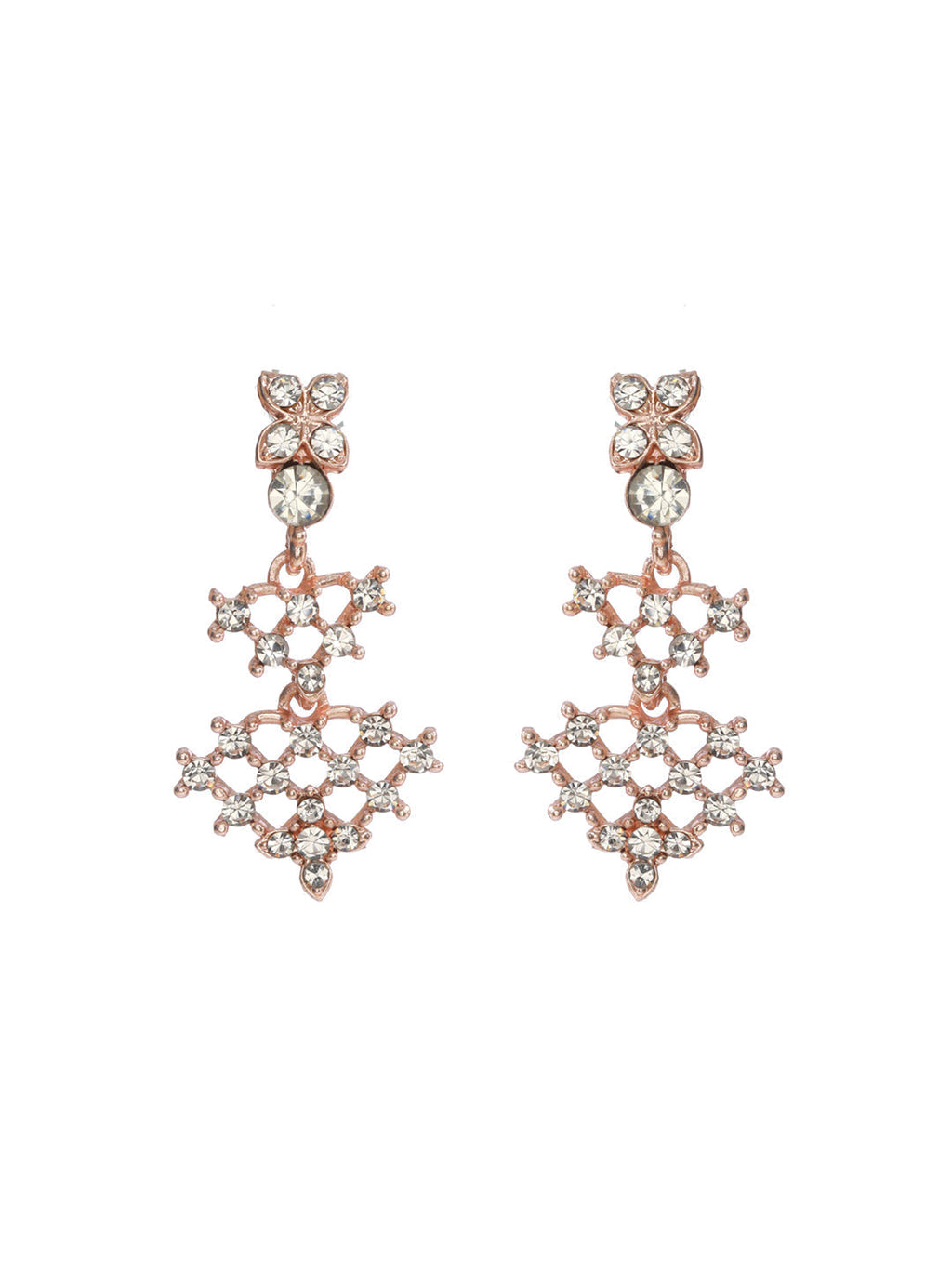 Priyaasi Women Floral American Diamond Rose Gold-Polished Jewellery Set - Swadesiicart