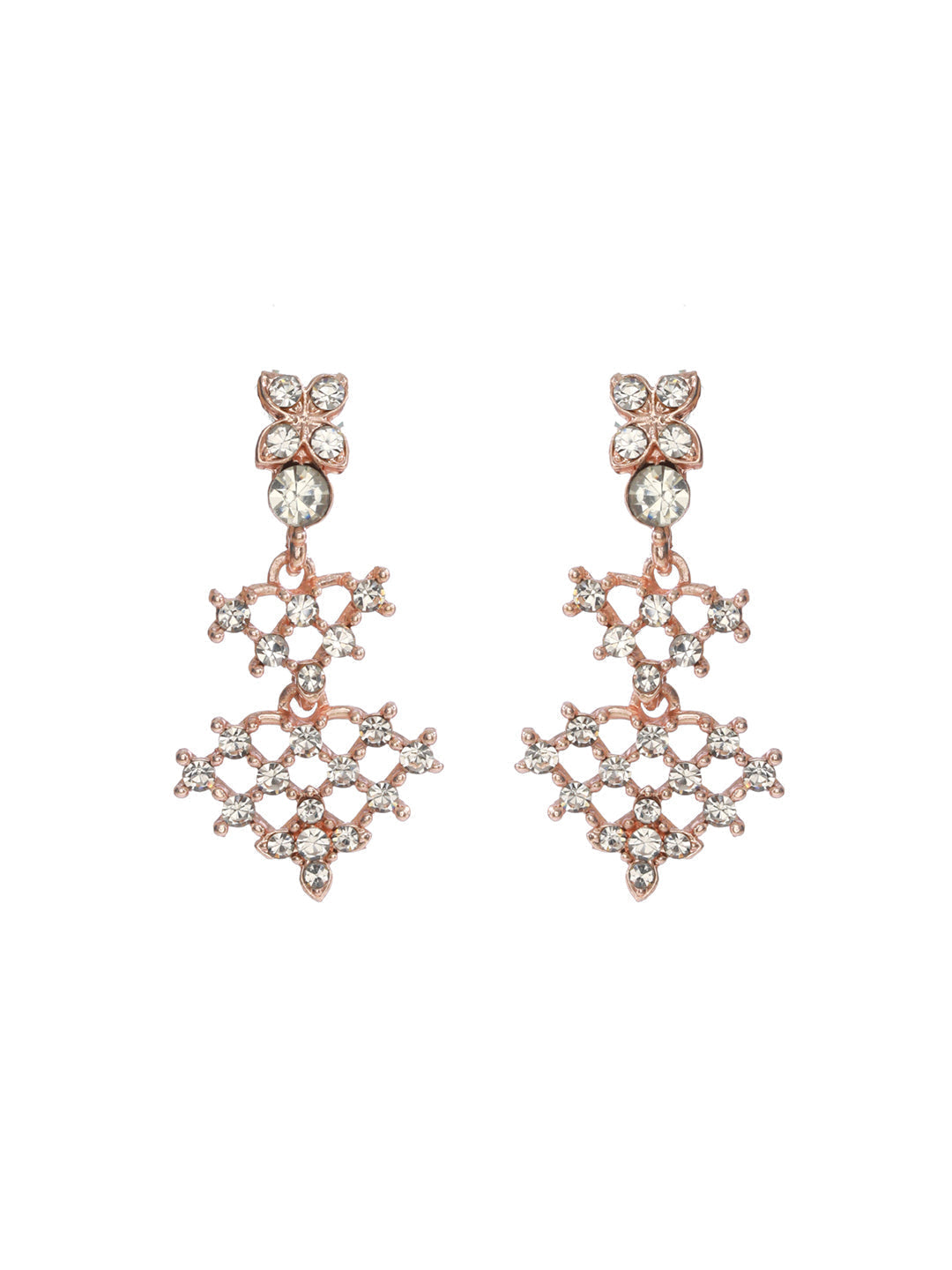 Priyaasi Women Floral American Diamond Rose Gold-Polished Jewellery Set - Swadesiicart