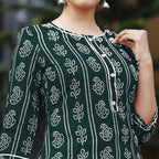 Vamika Green Rayon Gota Patti work Kurti With Skirt Suit | Grocsy