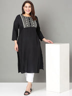 Sztori Floral Embroidered Yoke Design Sequined Straight Kurta | Grocsy