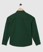 Manet Boys Mandarin Collar Full Sleeves Melange Shirt - Green | Grocsy
