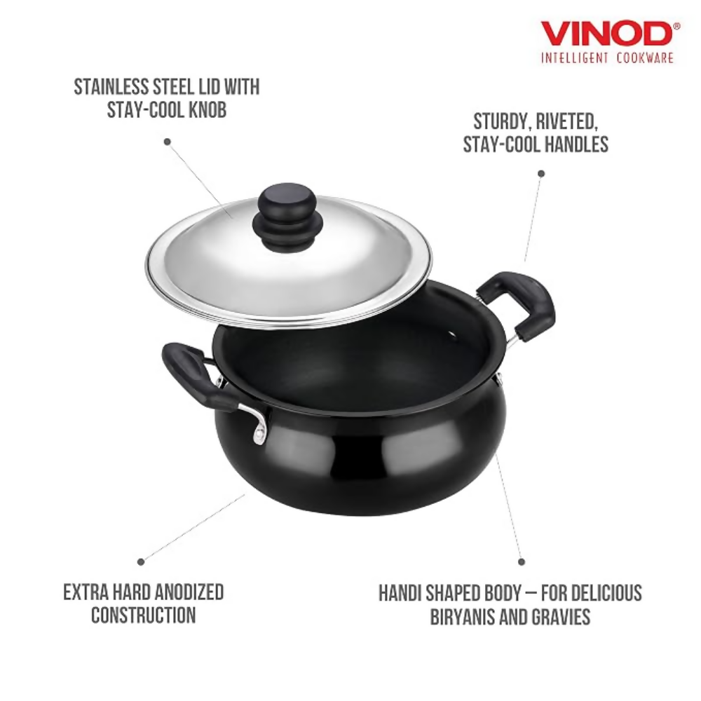 Vinod Hard Anodized Handi–Stainless Steel Lid–Mini | Grocsy