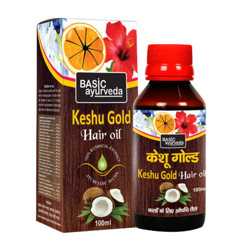Basic Ayurveda Keshu Gold Hair Oil | Grocsy