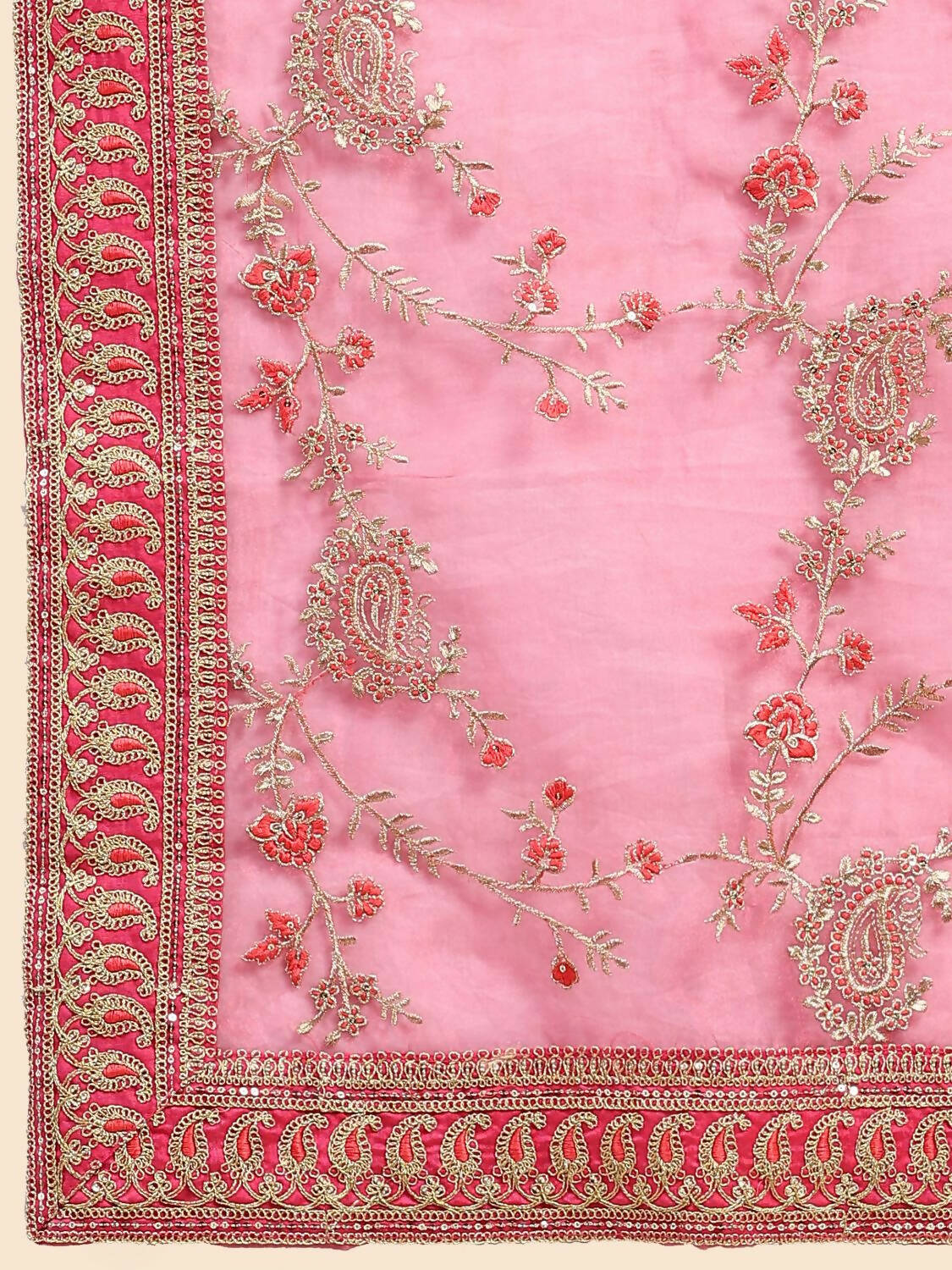 Vamsee Pink Organza Saree | Grocsy