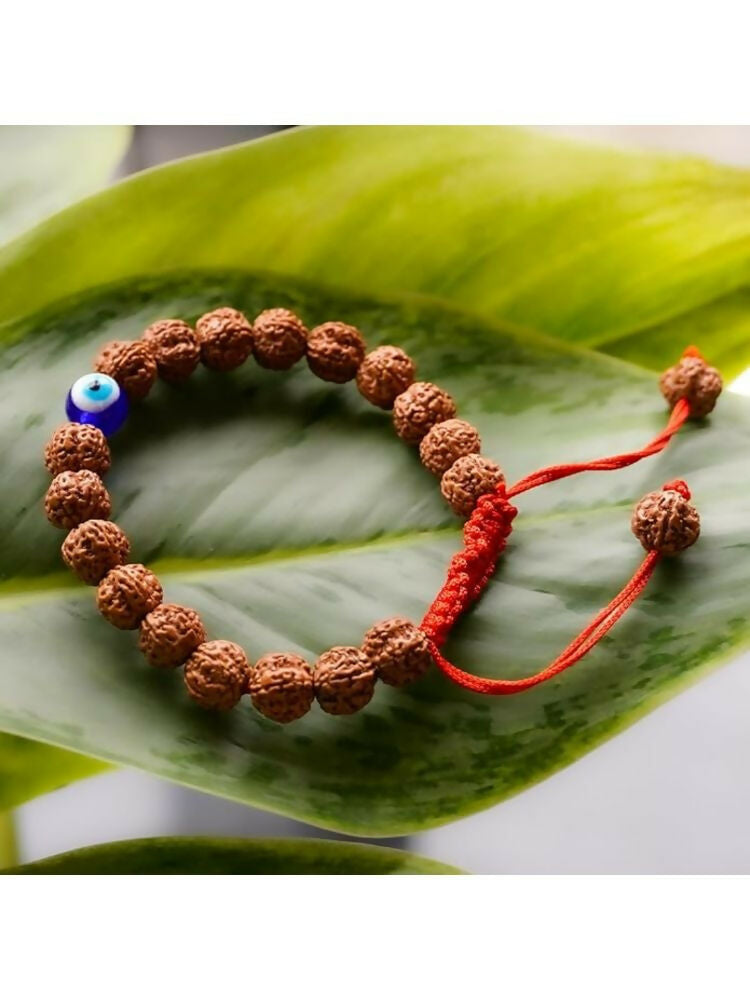 NVR Authentic 5 Mukhi Rudraksha Evil Eye Tie Up Band | Grocsy