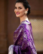 DEIANA'S Beautiful Designer Golden zari Soft Lichi Silk Saree - Majenta | Grocsy