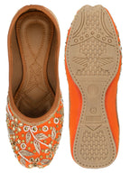 Desi Colour Women Indian Ethnic Footwear-Orange Dabka | Grocsy