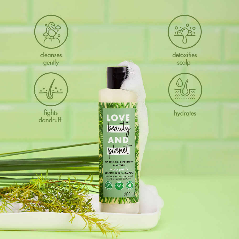 Love Beauty And Planet Tea Tree Peppermint & Vetiver Clarifying Shampoo | Grocsy