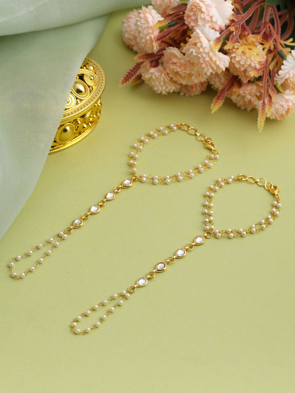 Ruby Raang Kundan And Pearl Haath Phool | Grocsy