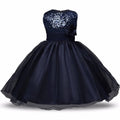 Asmaani Baby Girl's Navy Blue Color Satin A-Line Maxi Full Length Dress (AS-DRESS-22044) | Grocsy