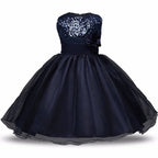 Asmaani Baby Girl's Navy Blue Color Satin A-Line Maxi Full Length Dress (AS-DRESS-22044) | Grocsy