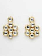 NVR Women's Gold-Polished Kundan 2 Layered Handcrafted Jewellery Sets With Drop Earrings | Grocsy