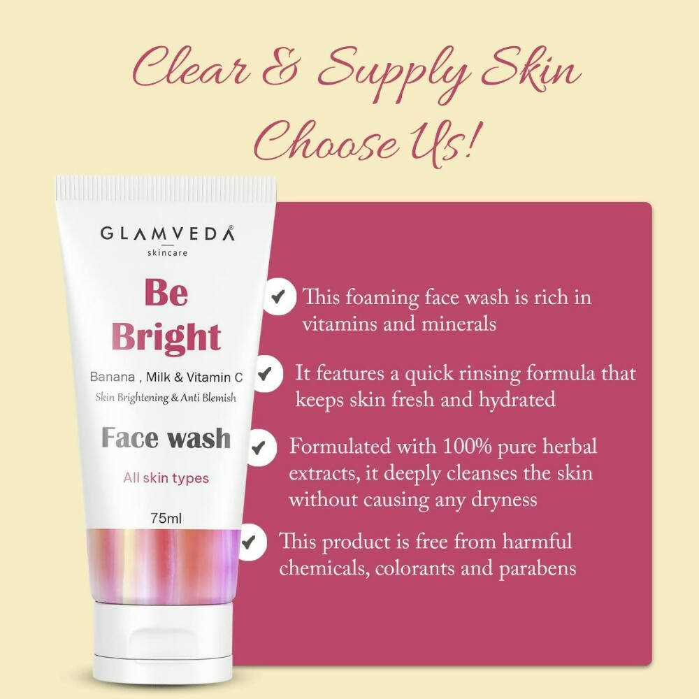 Glamveda Be Bright Skin Brighteing & Anti Blemish Face Wash | Grocsy