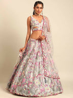 House of Panchhi Grey Organza Sequins and Zarkan embroidery Lehenga choli & Dupatta | Grocsy