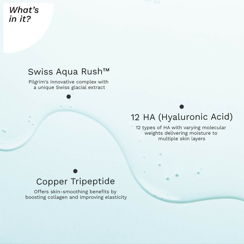 Pilgrim Swiss Aqua Rush 12 HA Serum with Hydration Burst Beads | Grocsy