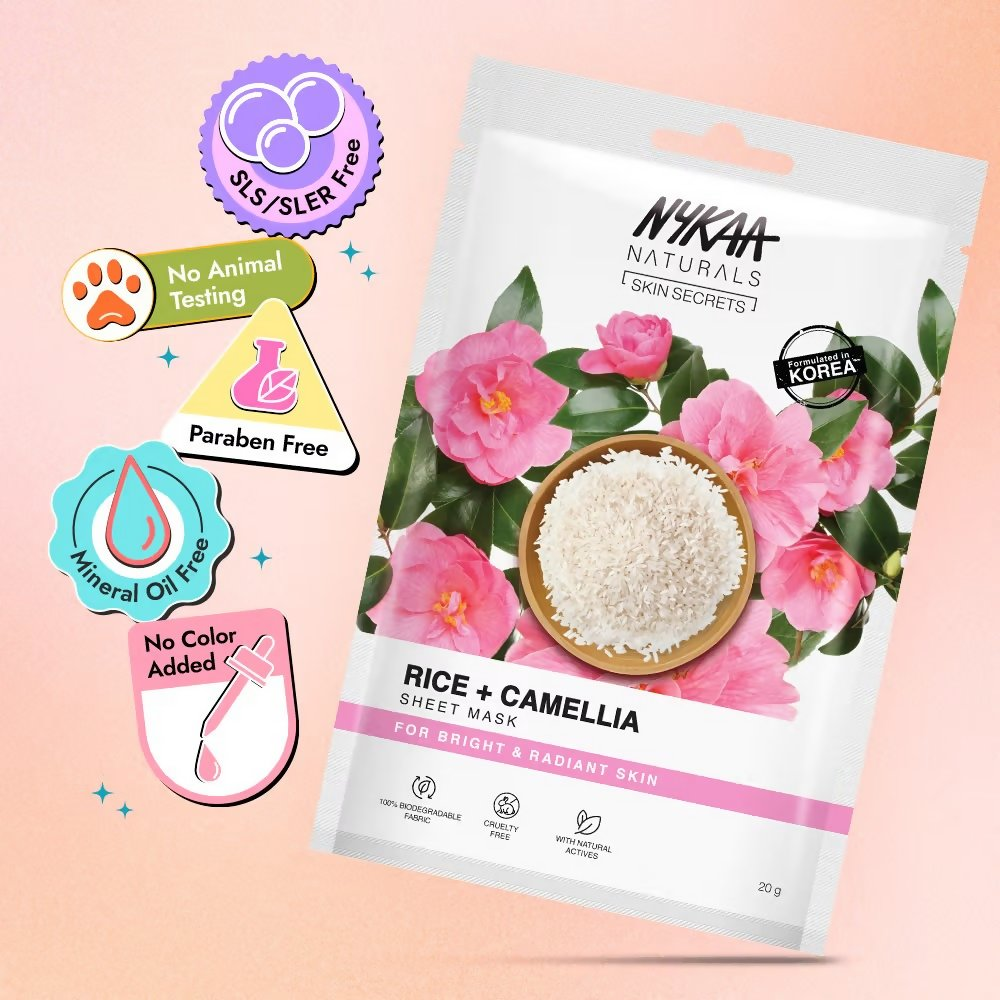 Nykaa Rice & Camellia Sheet Mask | Grocsy