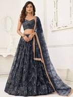 Black Butterfly Soft Net Embroidery With Real Mirror Work Lehenga Choli - Jihu Culture | Grocsy