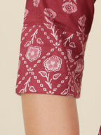 Aramya Straight Soft Cotton Block Print Women's Kurta - Pink | Grocsy