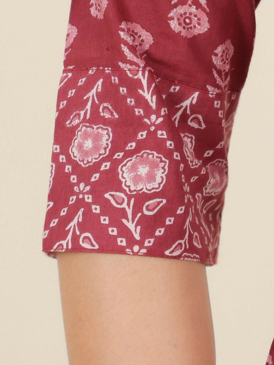 Aramya Straight Soft Cotton Block Print Women's Kurta - Pink | Grocsy