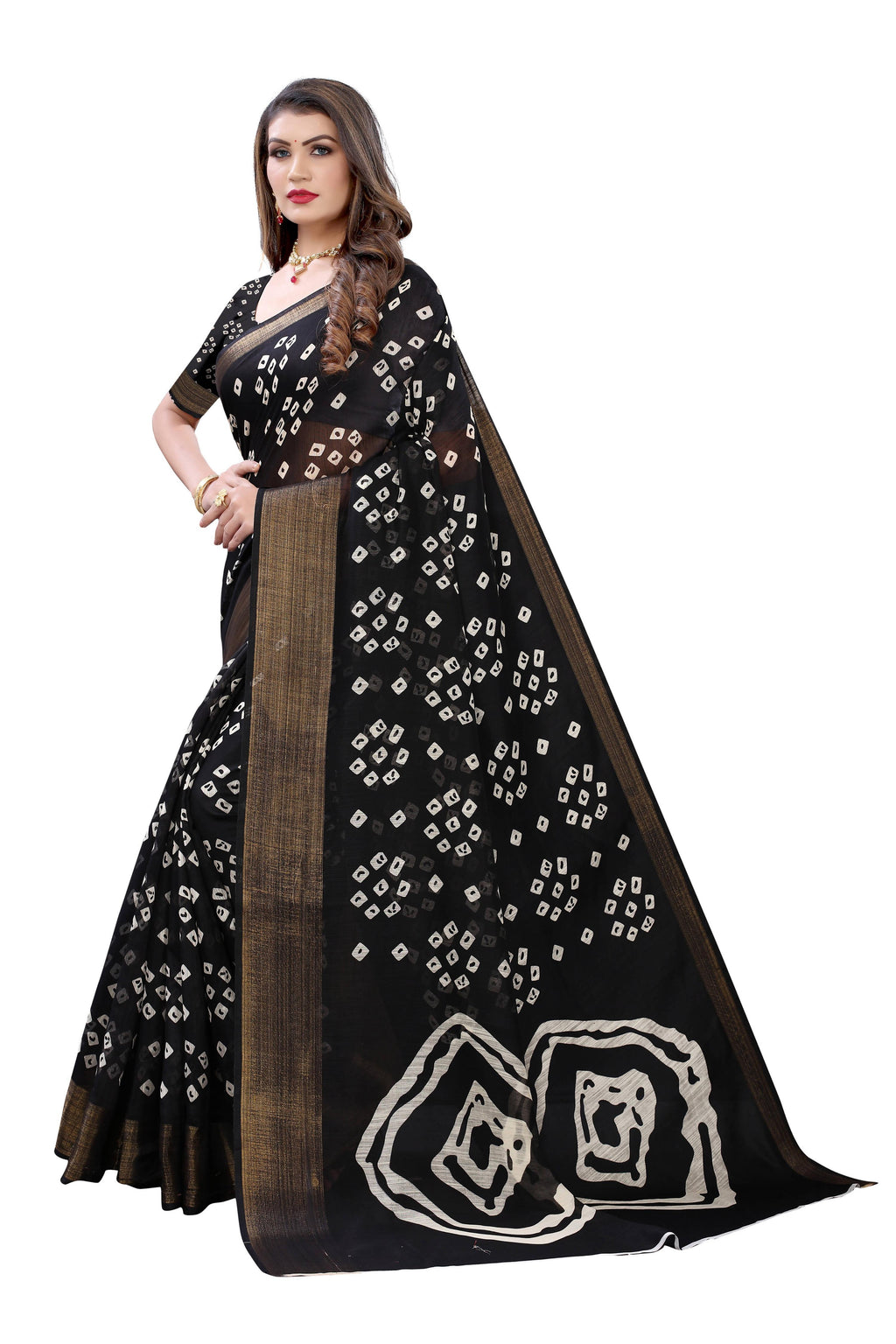 Vamika Black Linen Jari Border Saree (RADHIKA BLACK) | Grocsy