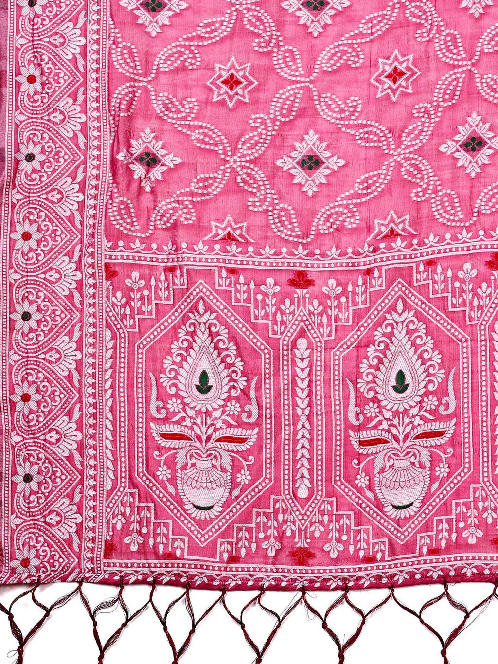 Shree Shyam Fashion Pankhuri Pink Linen Cotton Saree | Grocsy