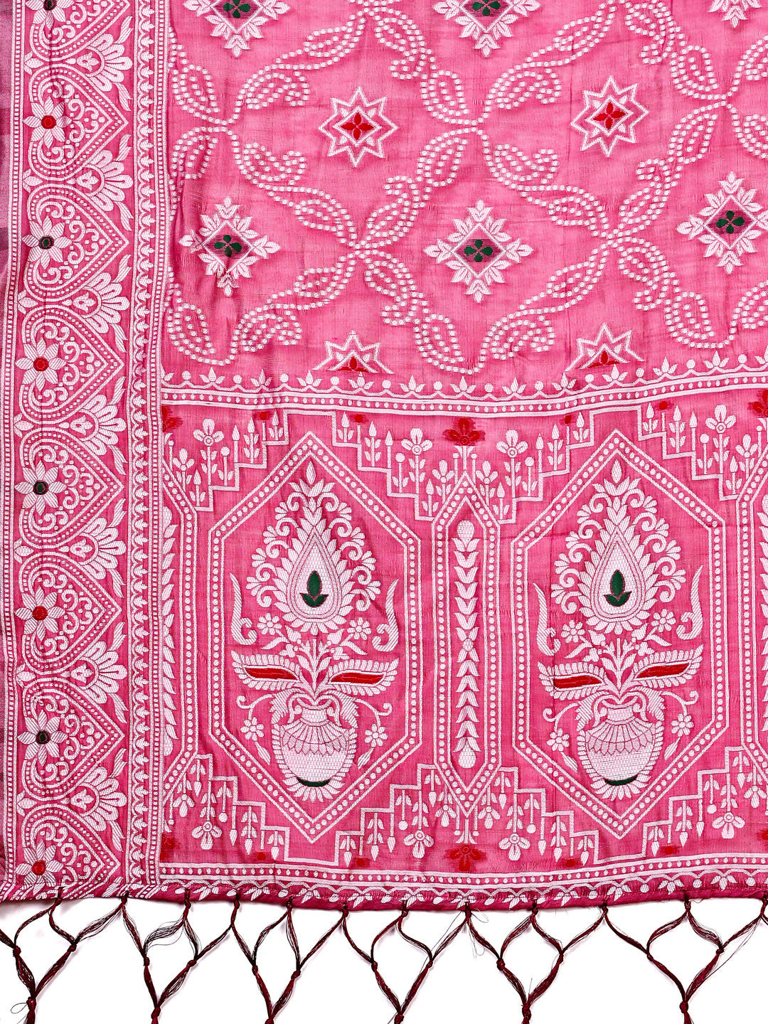 Shree Shyam Fashion Pankhuri Pink Linen Cotton Saree | Grocsy