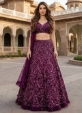 Lehenga Mart Wine Velvet Designer Bollywood Style Wedding Wear Lehenga Choli | Grocsy