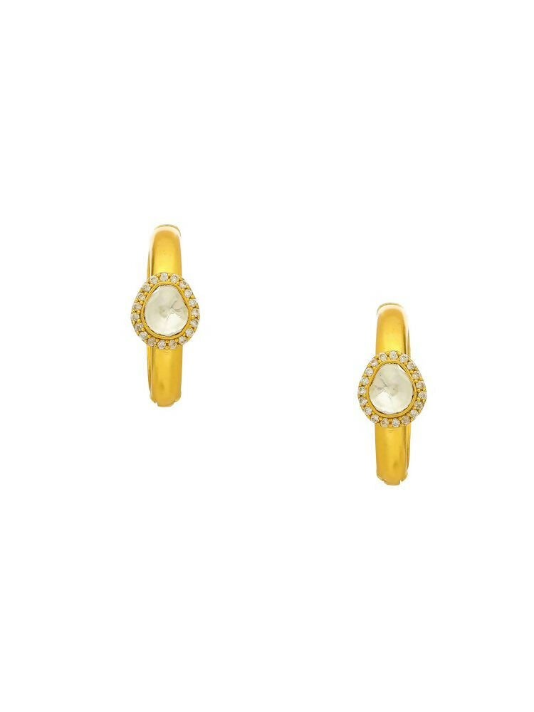 Women's Hoops Kundan Earrings - Ruby Raang | Grocsy
