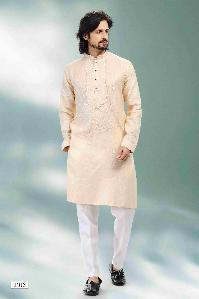 Raivat Ethnic Linen Cotton Pintux Work Kurta Pajama In Beige Colour | Grocsy