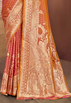 Sangam Prints Orange Silk Woven Work Traditional Saree | Grocsy