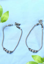 Mominos Fashion Kamal Johar Oxidised Party Wear Silver Anklets | Grocsy