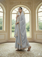 Teeya Creation Grey Color Chinnon Silk Embroidery Work Wedding Wear Salwar Suit | Grocsy