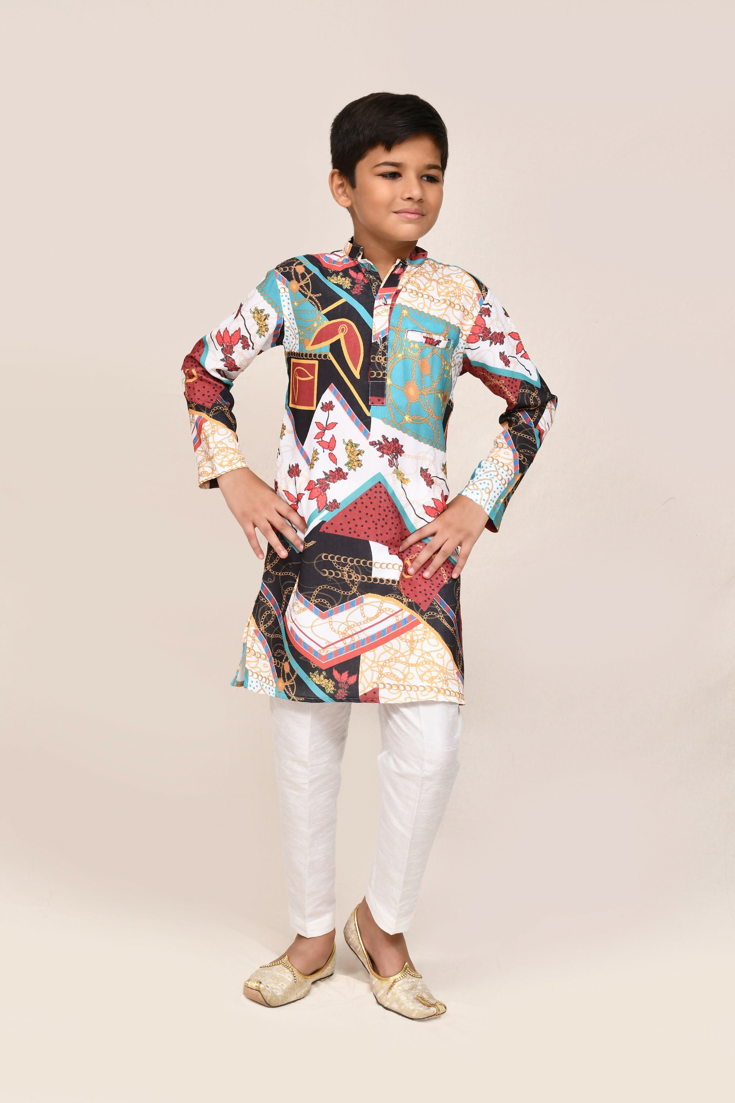 Joban Fashion Cotton Silk Multicolor Kurta With Straight Fit Pant | Grocsy