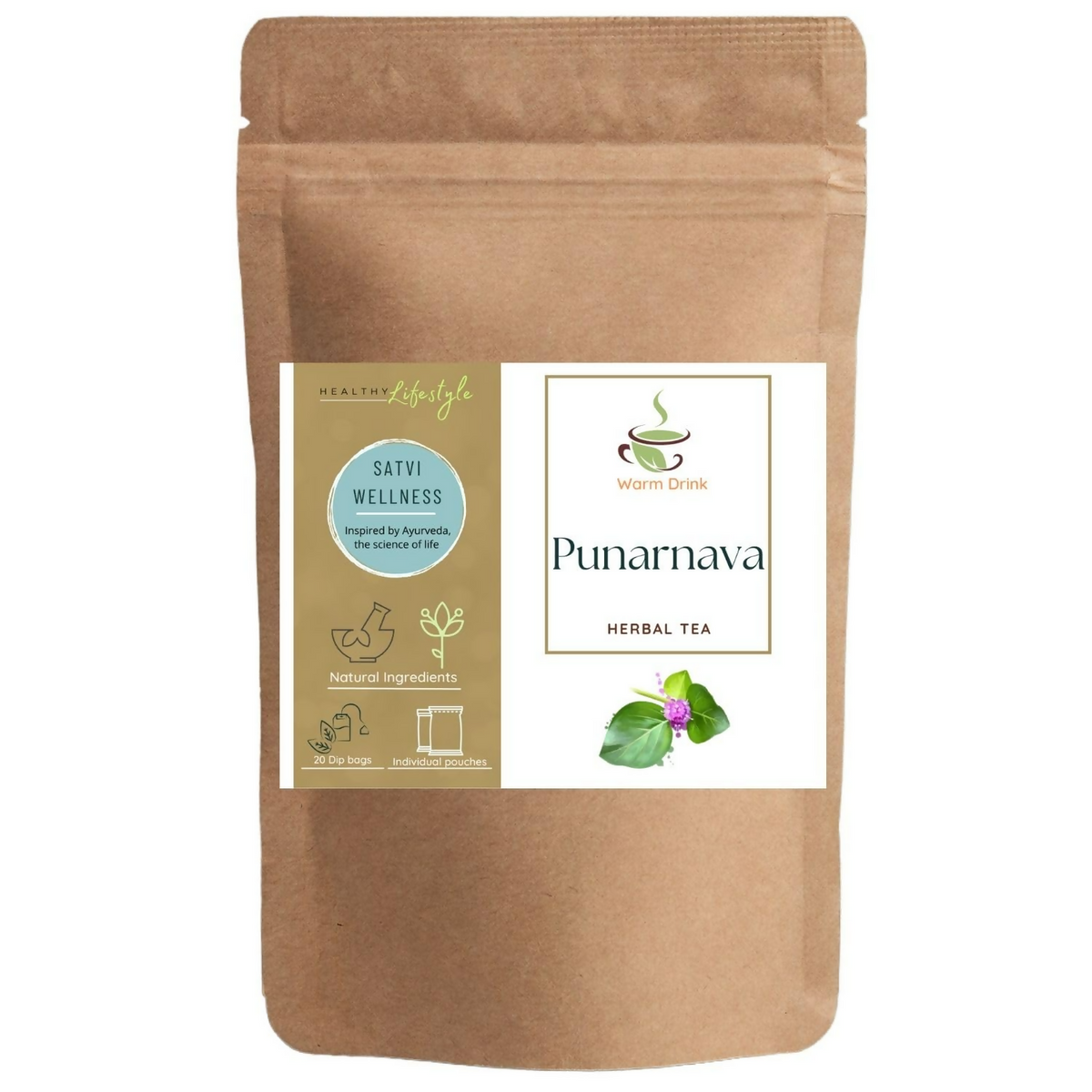 Satvi Wellness Punarnava Herbal Tea Bags | Grocsy