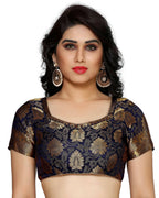 Mimosa Women's Kanchipuram Silk Navy Blue Saree | Grocsy