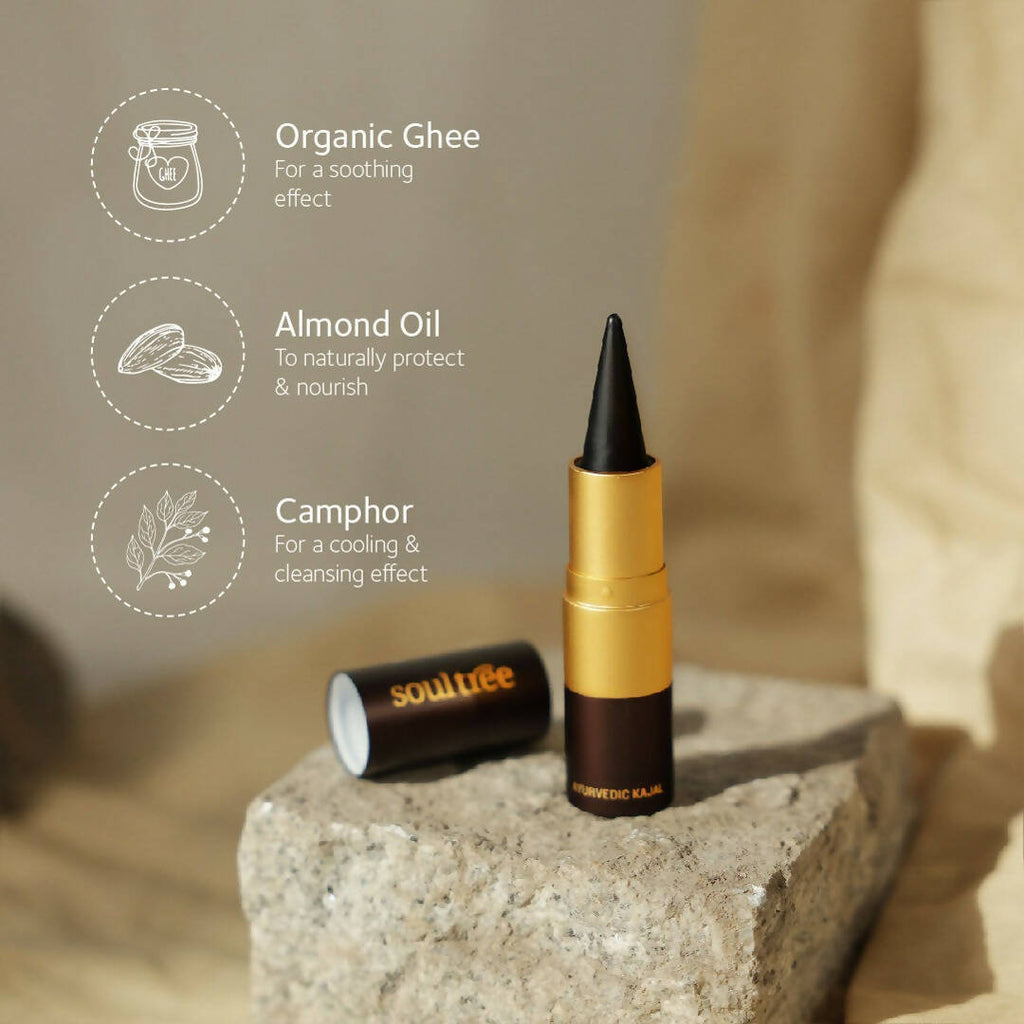 Soultree Ayurvedic Kajal - Pure Black 011 | Grocsy