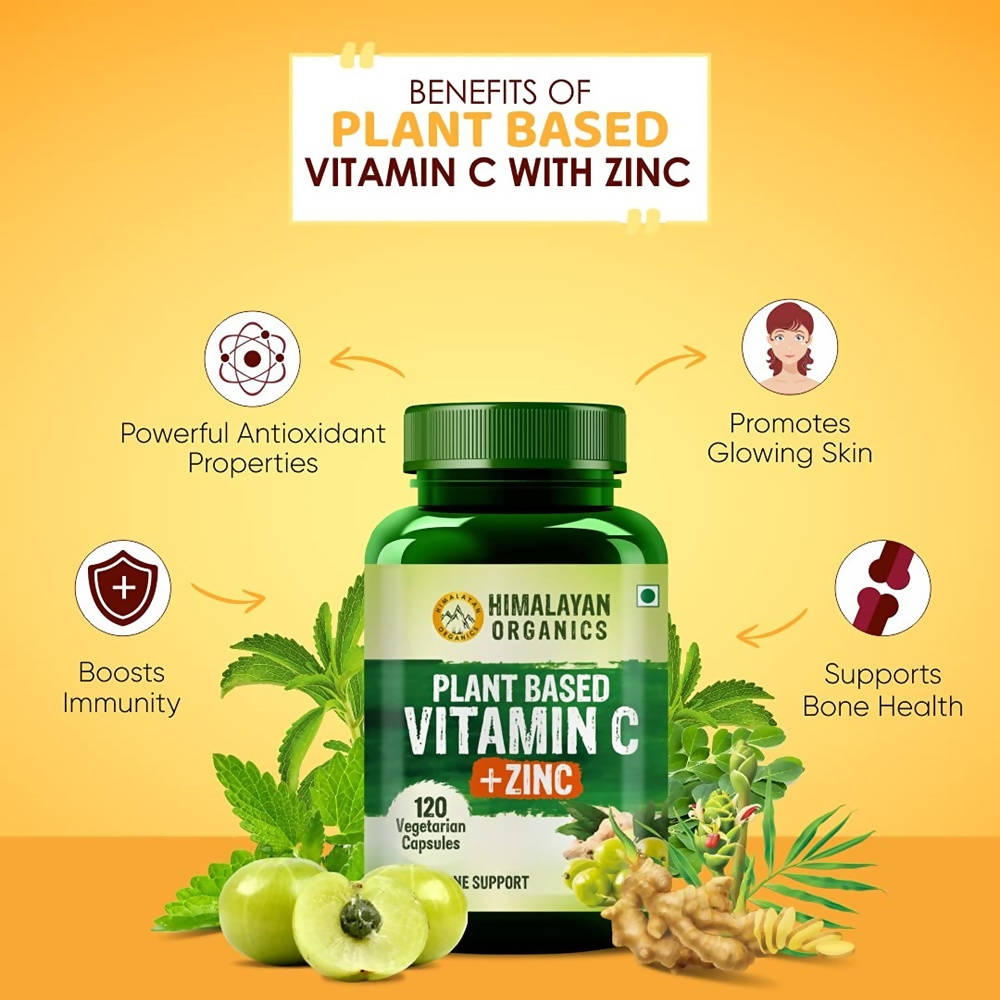 Himalayan Organics Plant Based Vitamin C + Zinc Double Immune Support Vegetarian Capsules | Grocsy