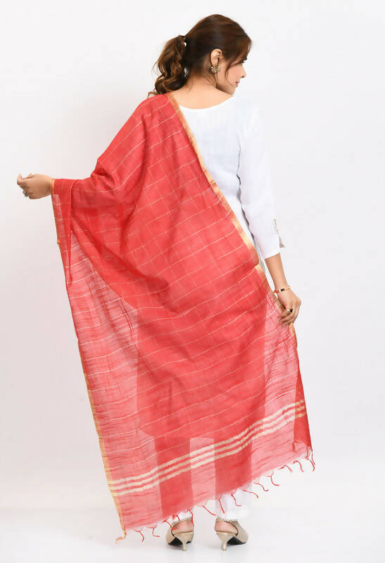 Mominos Fashion Moeza Women's Cotton Zari Box Red Dupatta | Grocsy