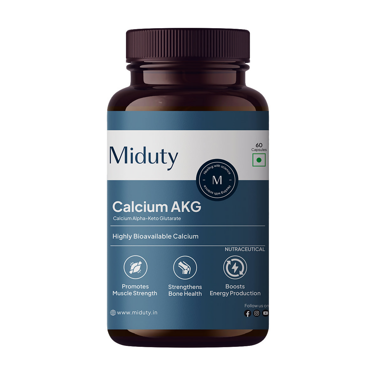 Miduty by Palak Notes Calcium Alpha-Ketoglutarate (AKG) Capsules | Grocsy