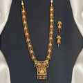 JS Fashion God Laxmi with peacock designer Temple High Gold Polish Fancy Style Long Necklace Set | Grocsy