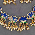 JS Fashion Traditional High Gold Necklace Set with Pink Lotus Motif and Ethnic Celebrations | Grocsy