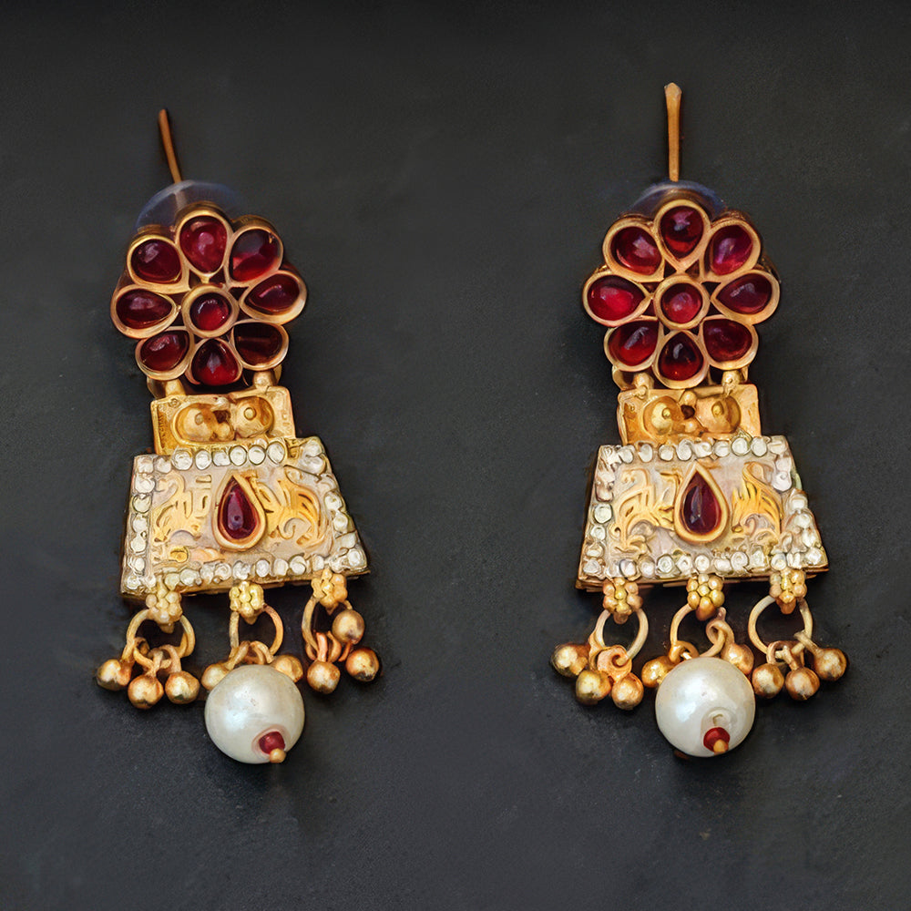 JS Fashion Traditional Antique Necklace Set with Pearl Drops | Grocsy
