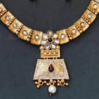 JS Fashion Traditional Antique Necklace Set with Pearl Drops | Grocsy